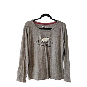 Dearforms Womens Large Pajamas Top Grey " Mama Bear"